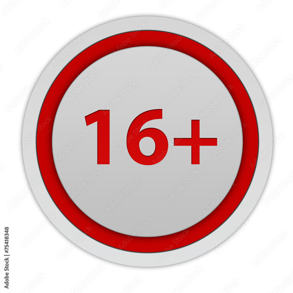 16+ circular icon on white background 16+ circular icon on white background