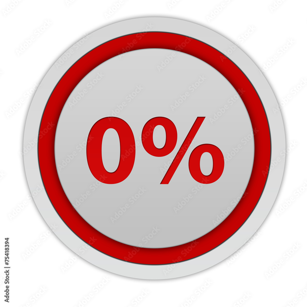 Zero percent circular icon on white background Zero percent circular icon on white background