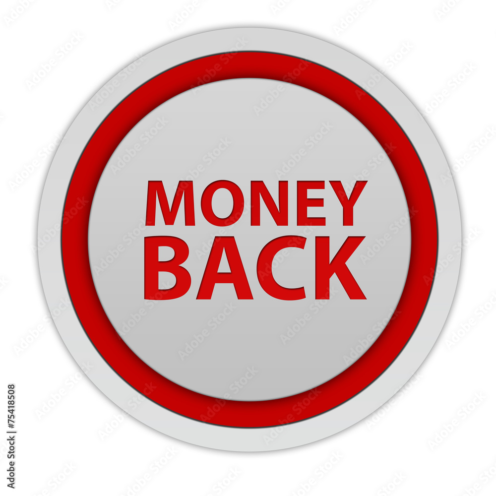 Money back circular icon on white background