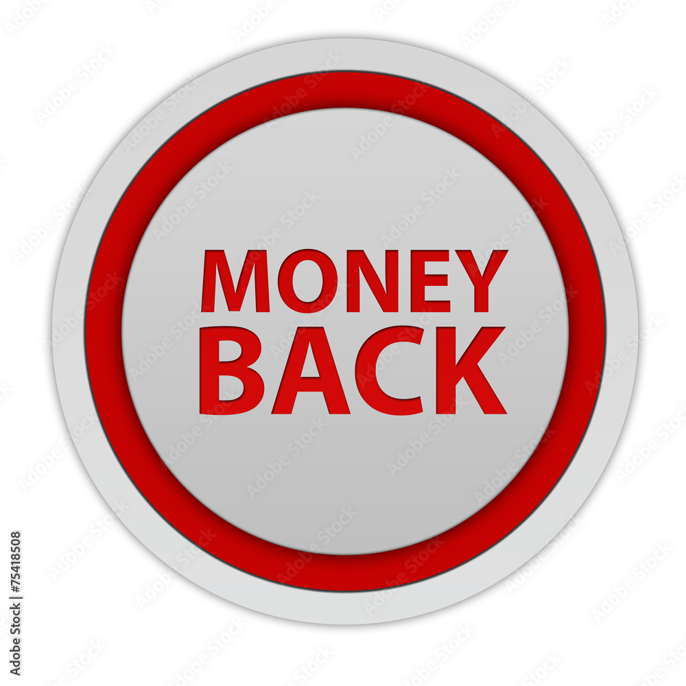 Money back circular icon on white background Money back circular icon on white background