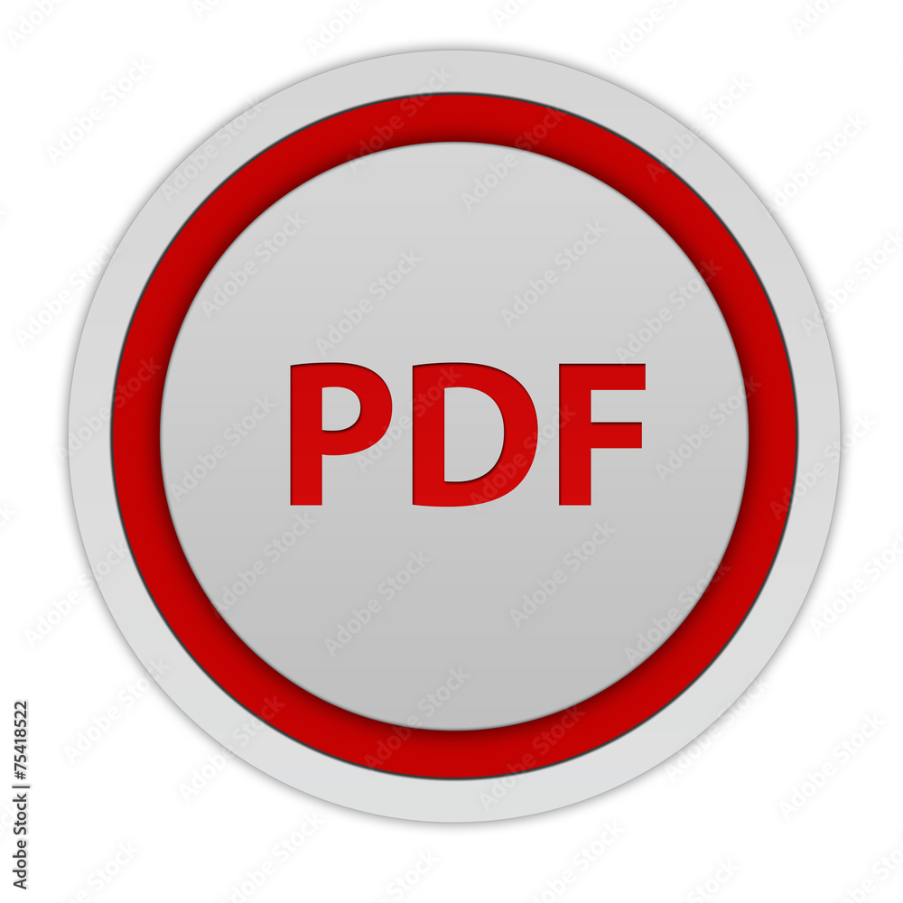 Pdf circular icon on white background Pdf circular icon on white background