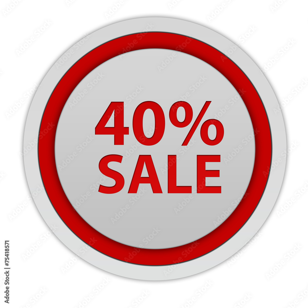 Sale forty percent circular icon on white background Sale forty percent circular icon on white background