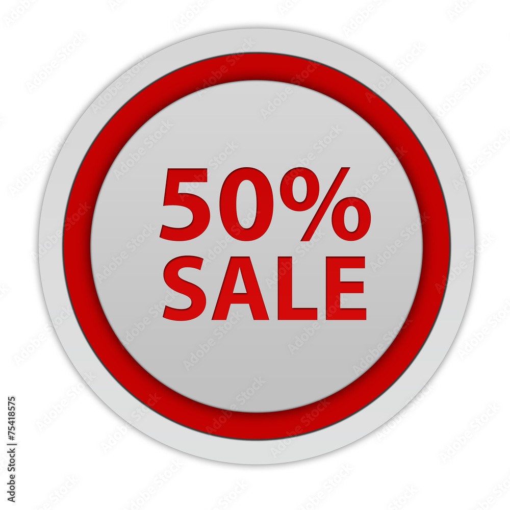 Sale fifty percent circular icon on white background Sale fifty percent circular icon on white background