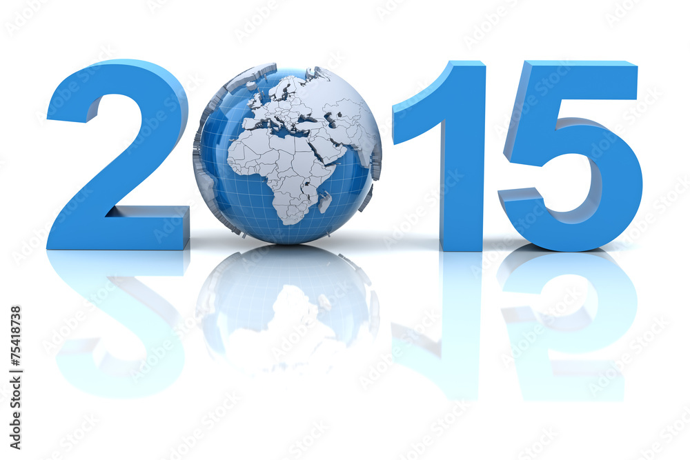New year 2015 with globe, 3d render New year 2015 with globe, 3d render