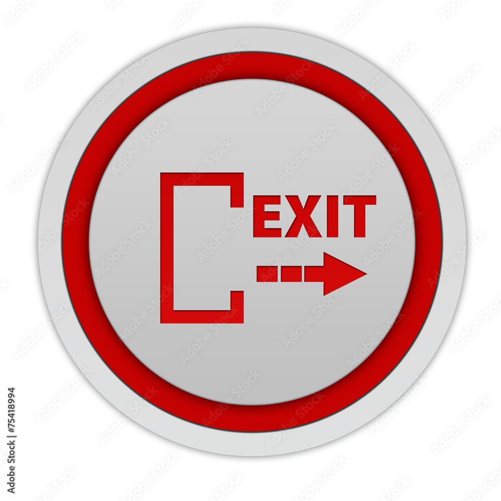 Exit circular icon on white background Exit circular icon on white background