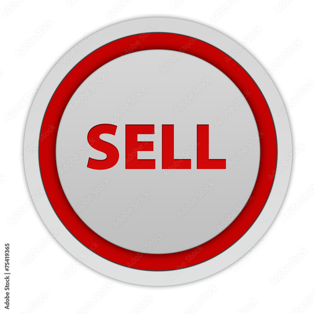 Sell circular icon on white background Sell circular icon on white background