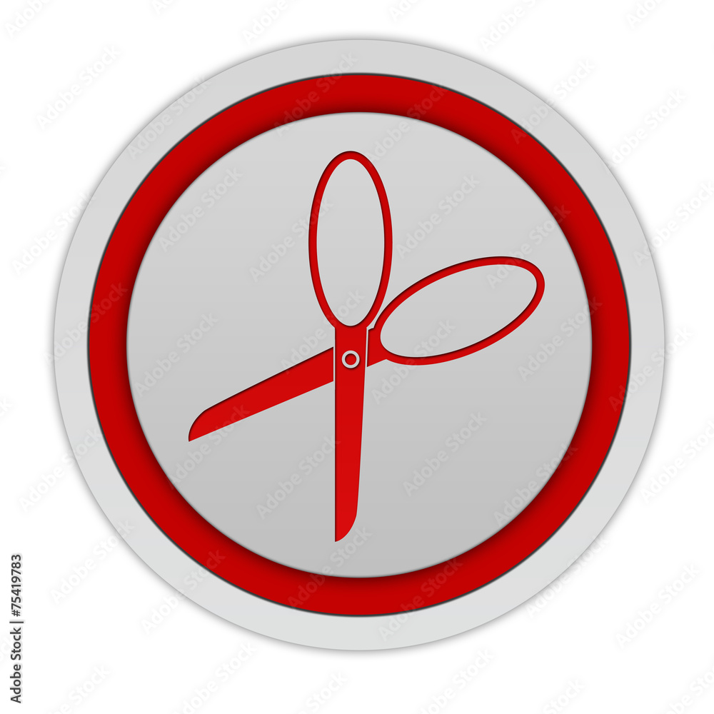 Scissors circular icon on white background Scissors circular icon on white background