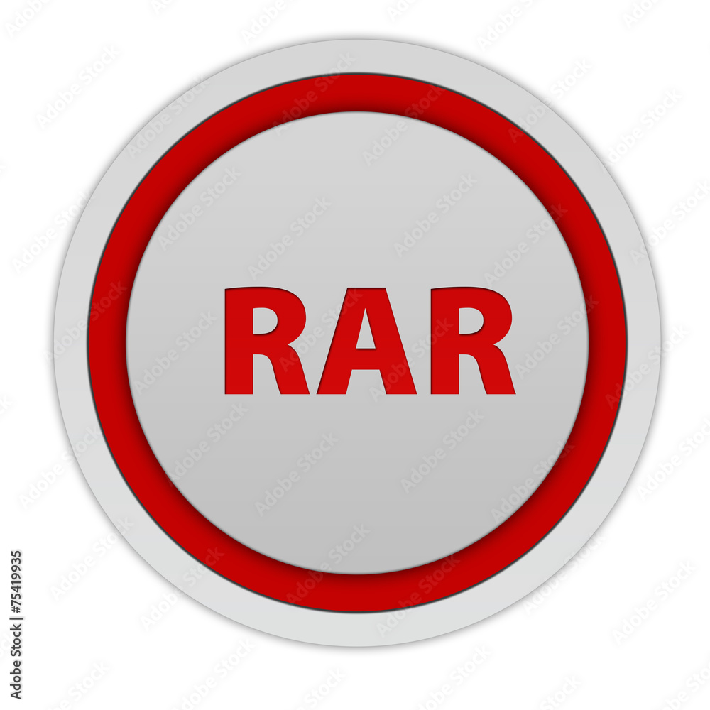 RAR circular icon on white background RAR circular icon on white background