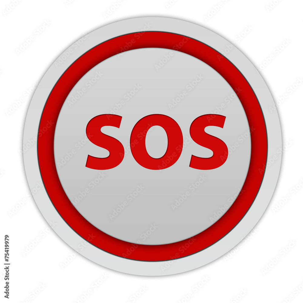 SOS circular icon on white background SOS circular icon on white background