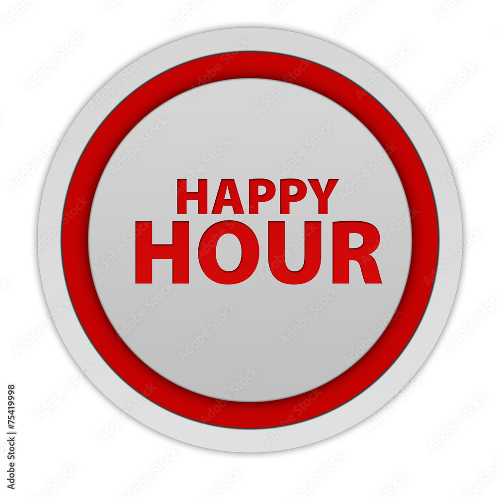 Happy hour circular icon on white background Happy hour circular icon on white background