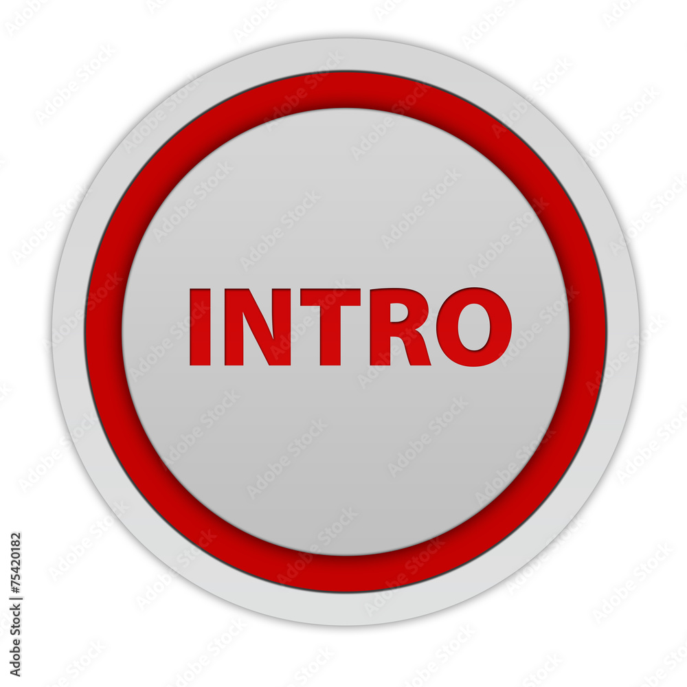 Intro circular icon on white background Intro circular icon on white background