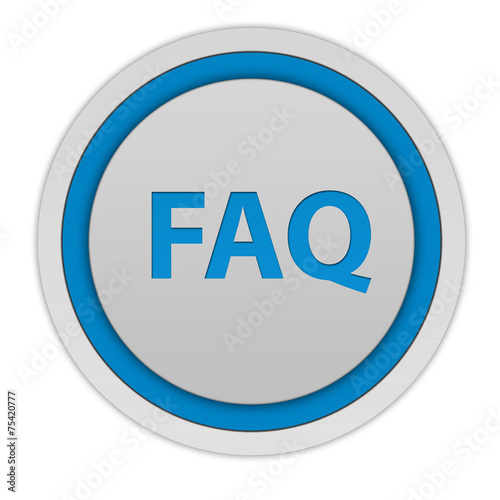 faq circular icon on white background