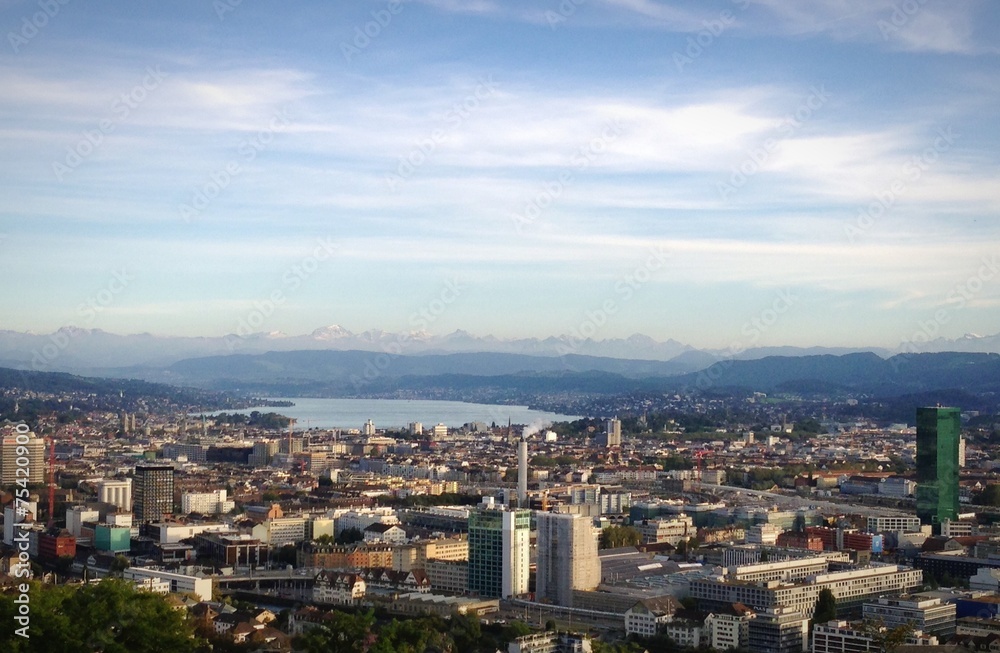 Fototapeta premium Zürich mit Bergpanorama