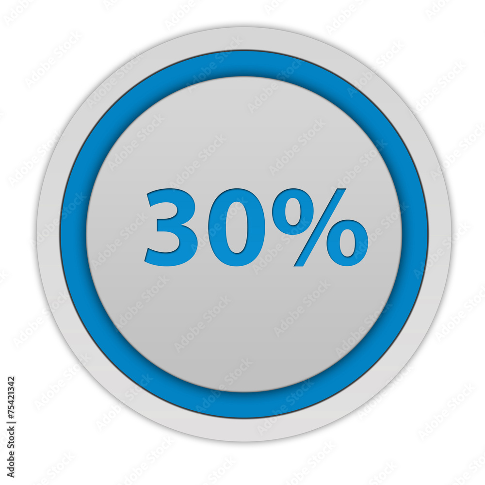 Thirty percent circular icon on white background Thirty percent circular icon on white background