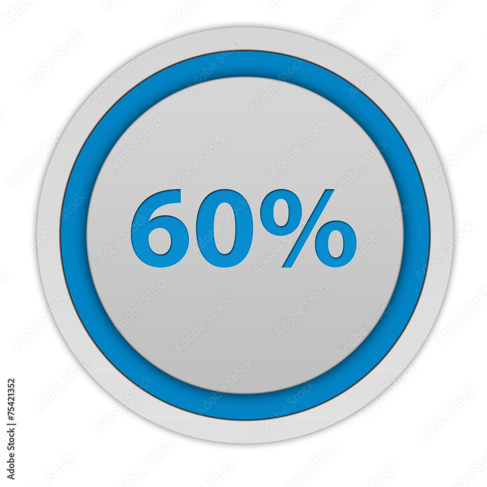 Sixty percent circular icon on white background Sixty percent circular icon on white background