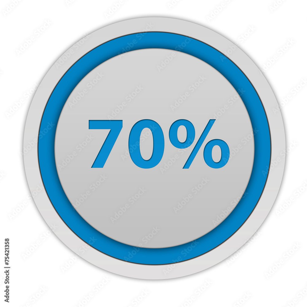 Seventy percent circular icon on white background Seventy percent circular icon on white background