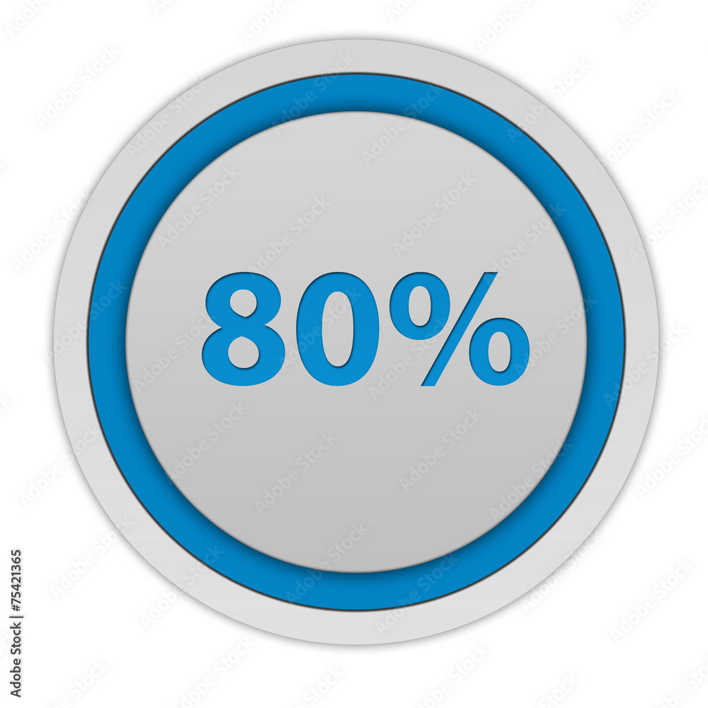 Eighty percent circular icon on white background Eighty percent circular icon on white background