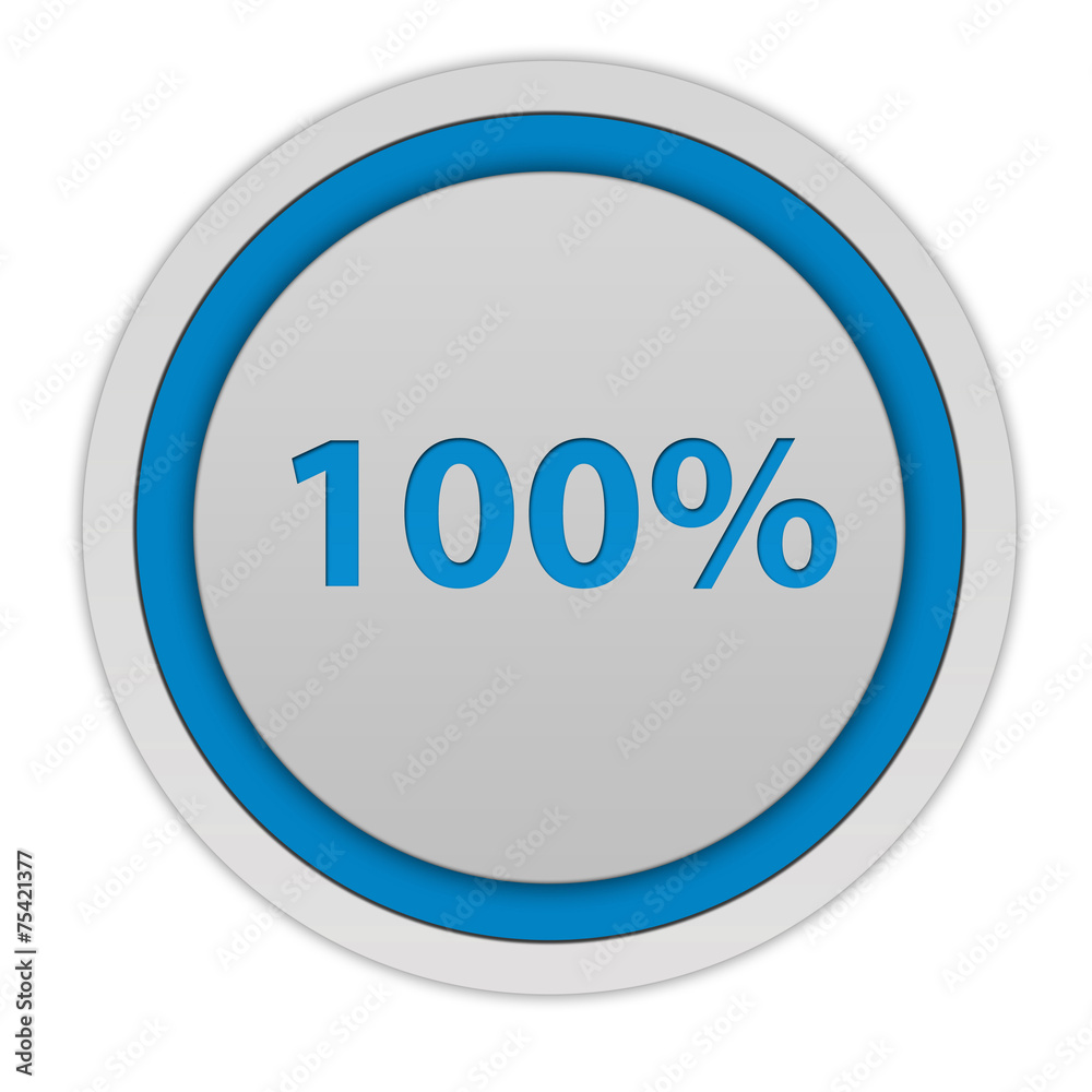 Hundred percent circular icon on white background Hundred percent circular icon on white background