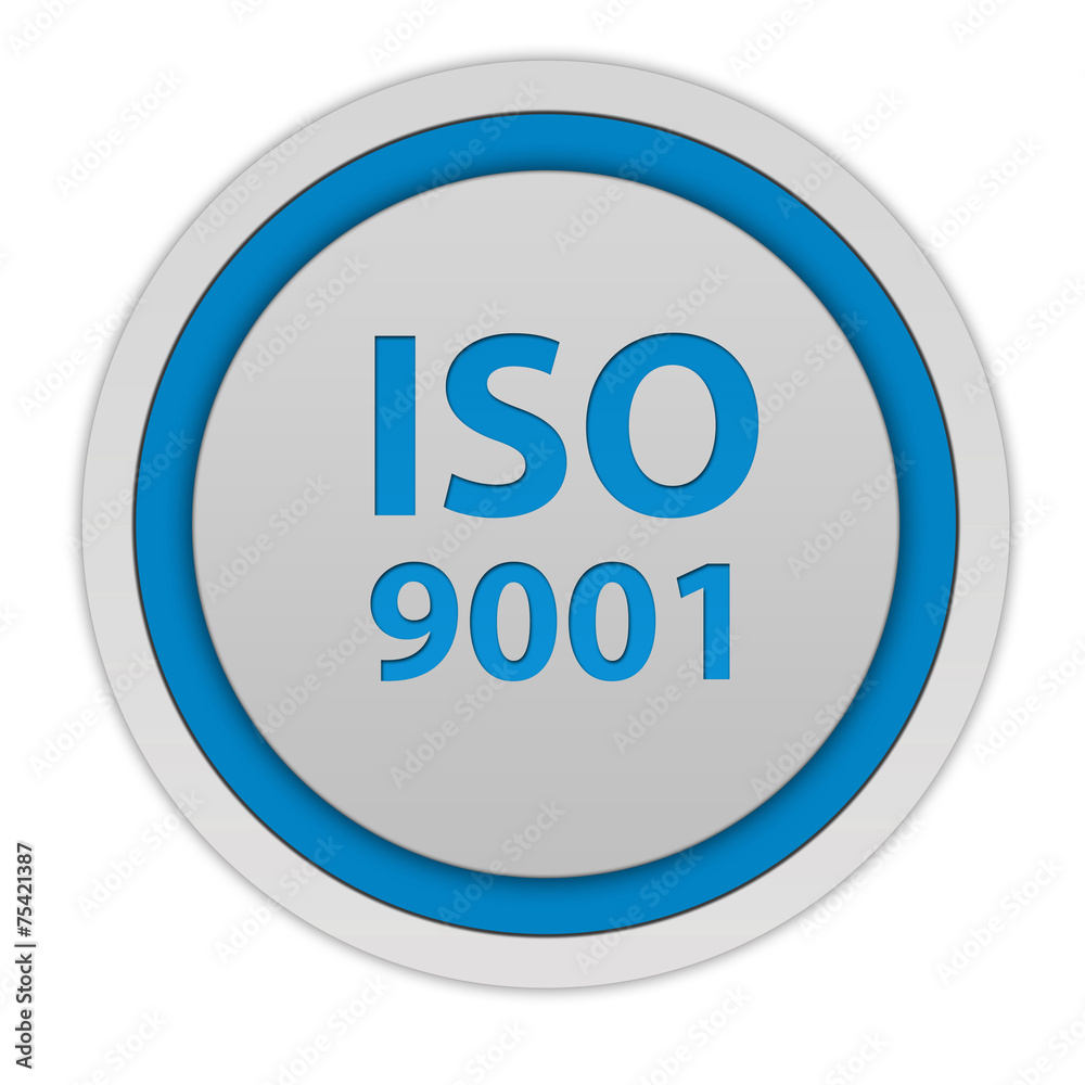 Iso 9001 circular icon on white background Iso 9001 circular icon on white background