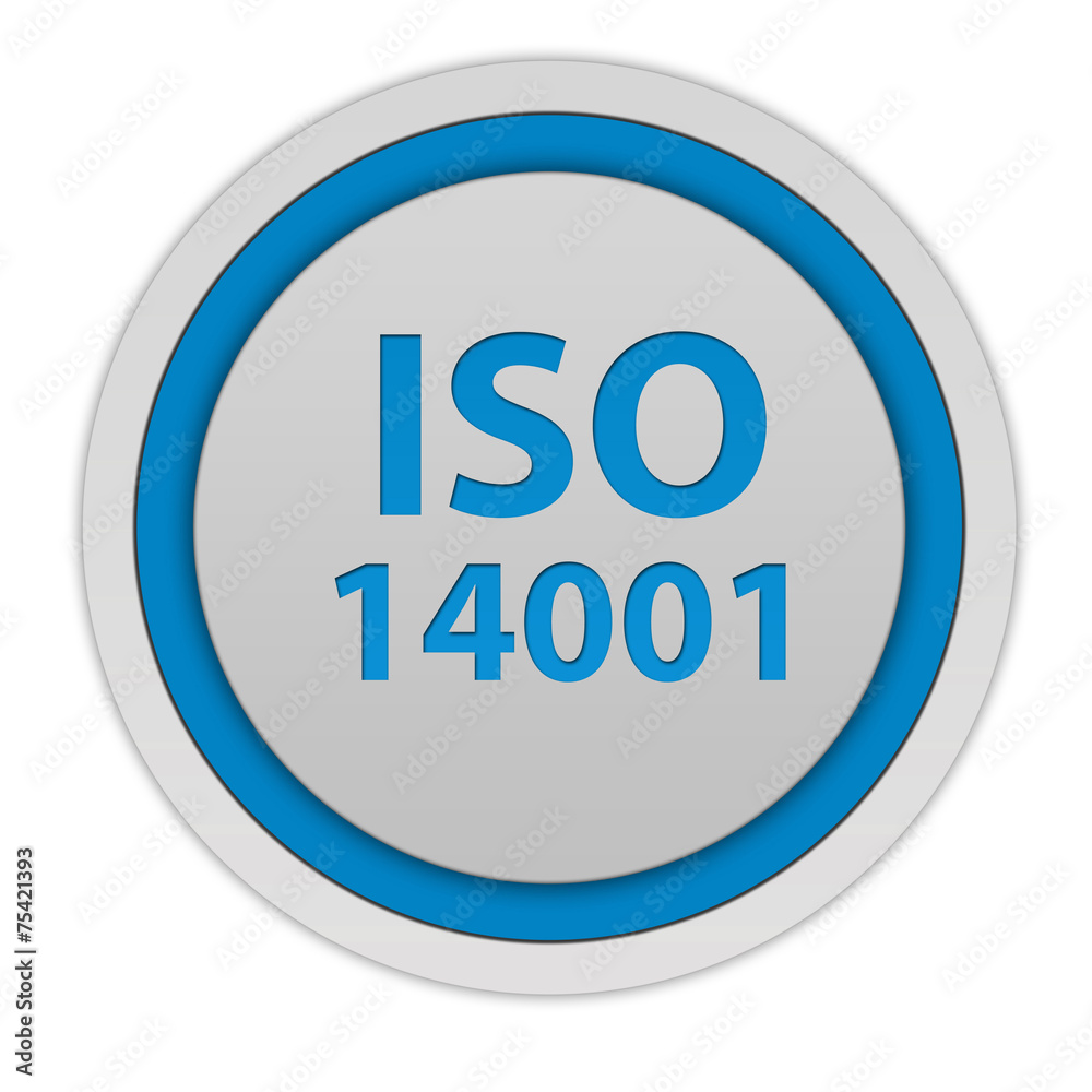 Iso 14001 circular icon on white background