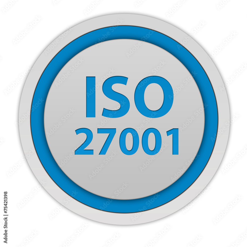 Iso 27001 circular icon on white background Iso 27001 circular icon on white background