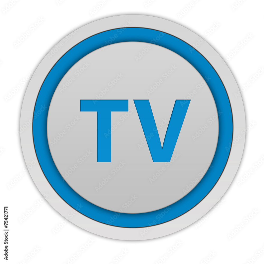 TV circular icon on white background TV circular icon on white background