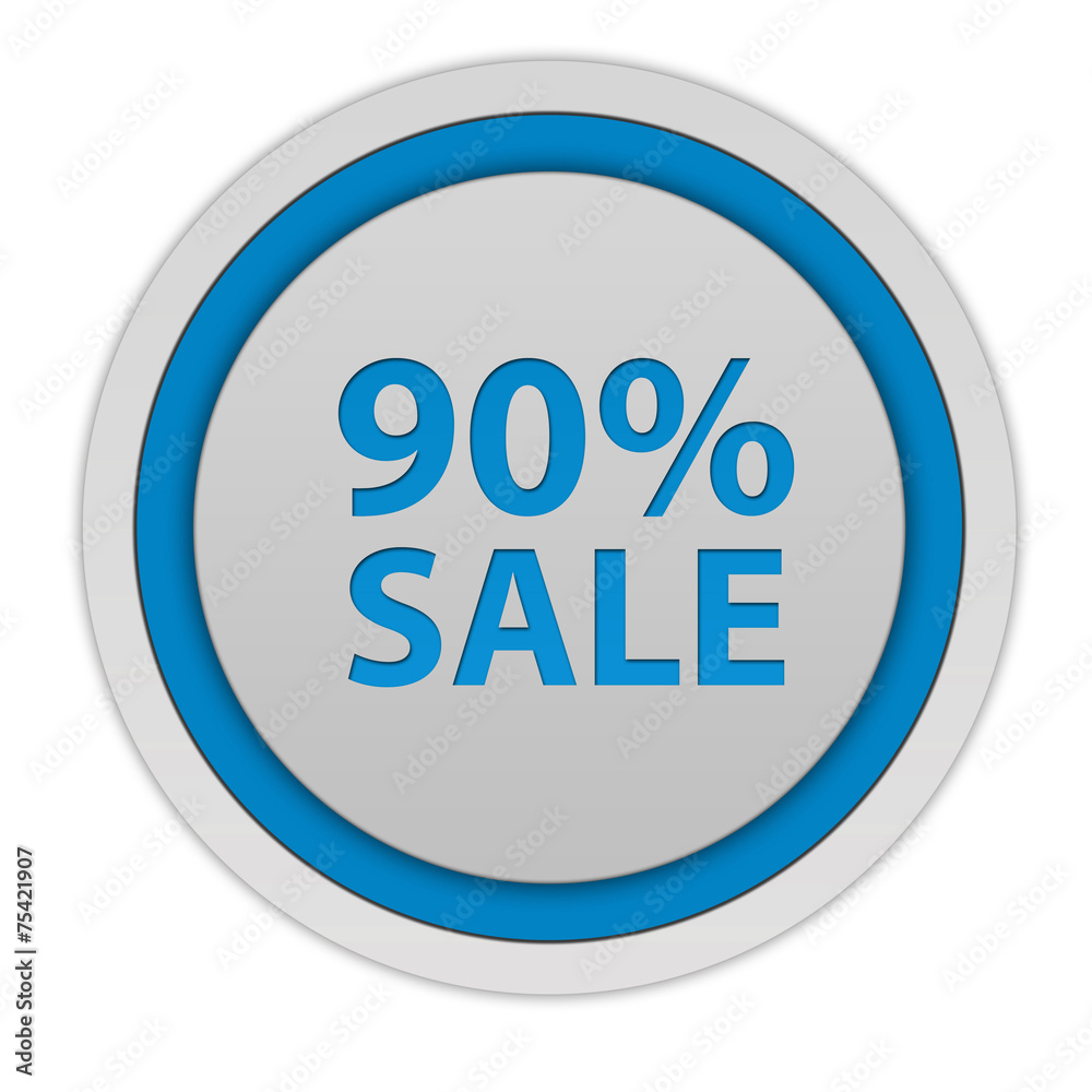 Sale ninety percent circular icon on white background Sale ninety percent circular icon on white background