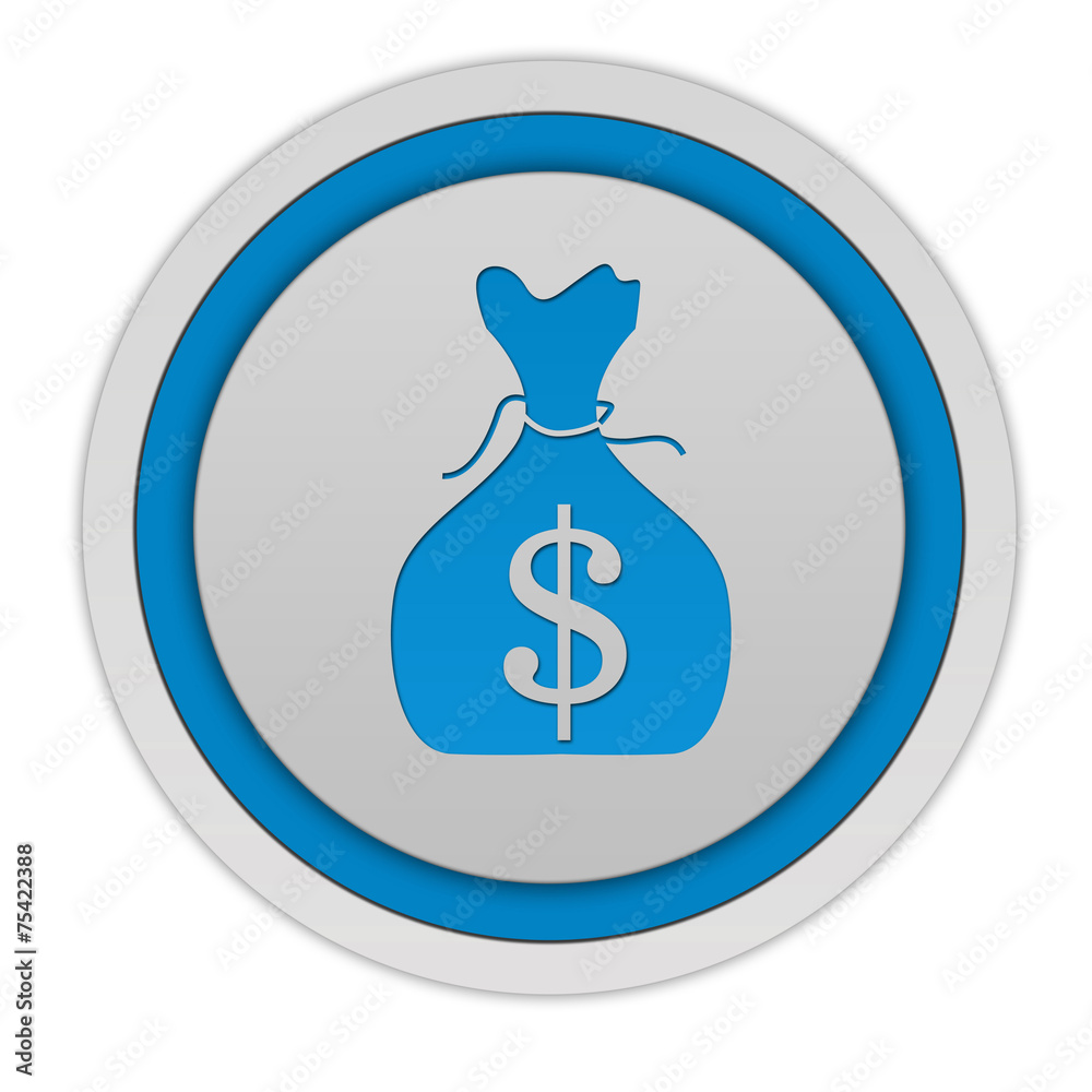 Dollar money bag circular icon on white background Dollar money bag circular icon on white background