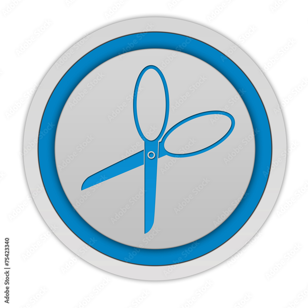 Scissors circular icon on white background Scissors circular icon on white background