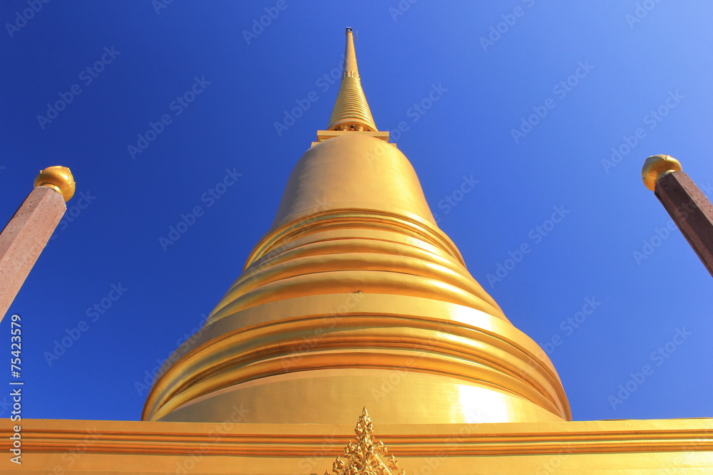 golden pagoda at mahannapharam temple in bangkok from thailand
