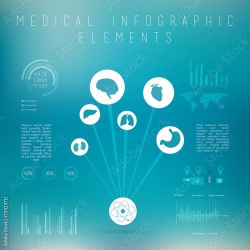 Medical, health and healthcare icons and data elements, infograp