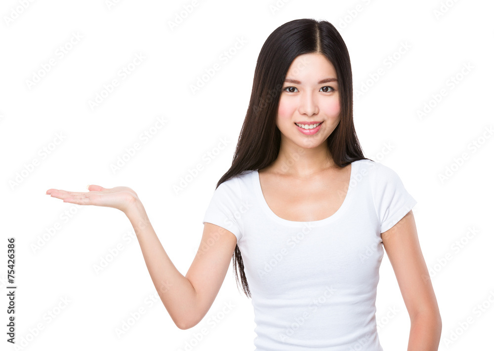 Woman with open hand palm Woman with open hand palm