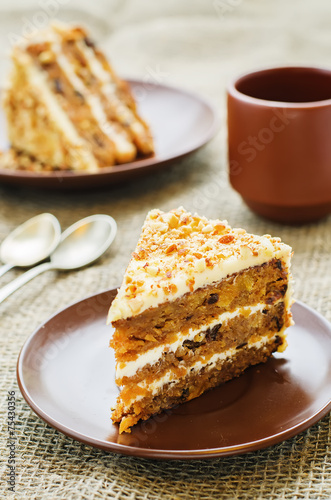 carrot cake with walnuts, prunes and dried apricots