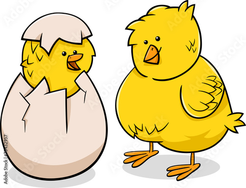 easter chicks cartoon illustration