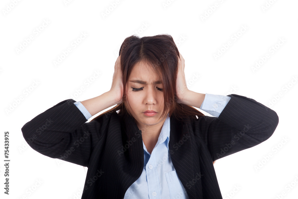 Young Asian businesswoman got headache Young Asian businesswoman got headache