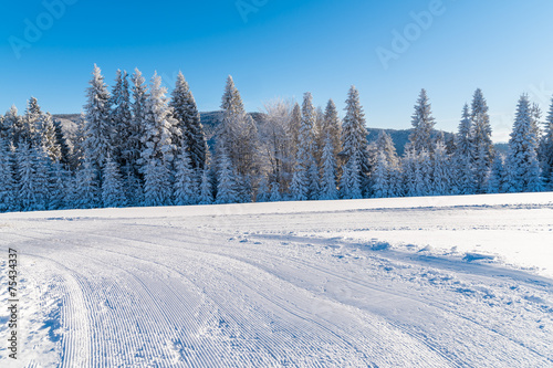 Winter landscape of Beskid Sadecki Mountains, Poland © pkazmierczak