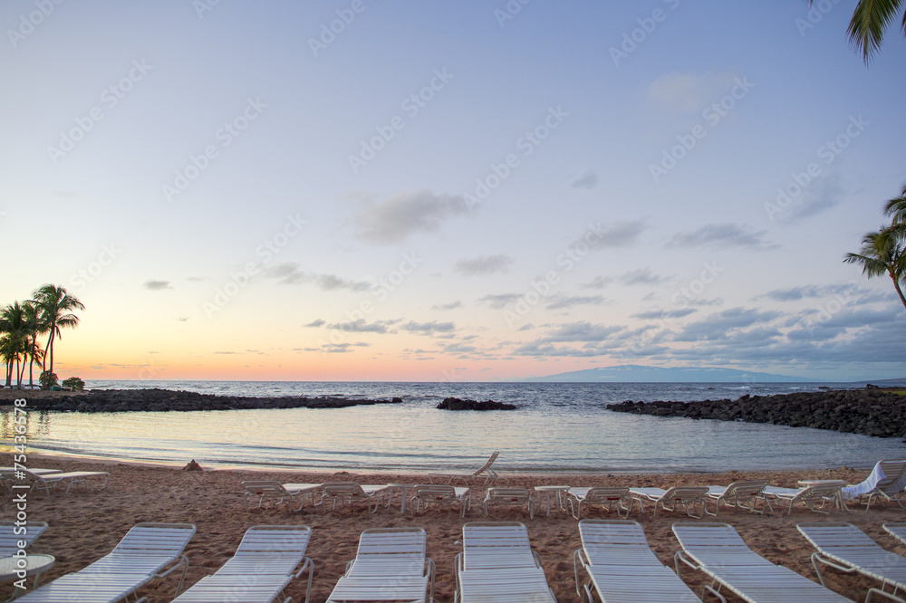 hawaian beach at sunset time