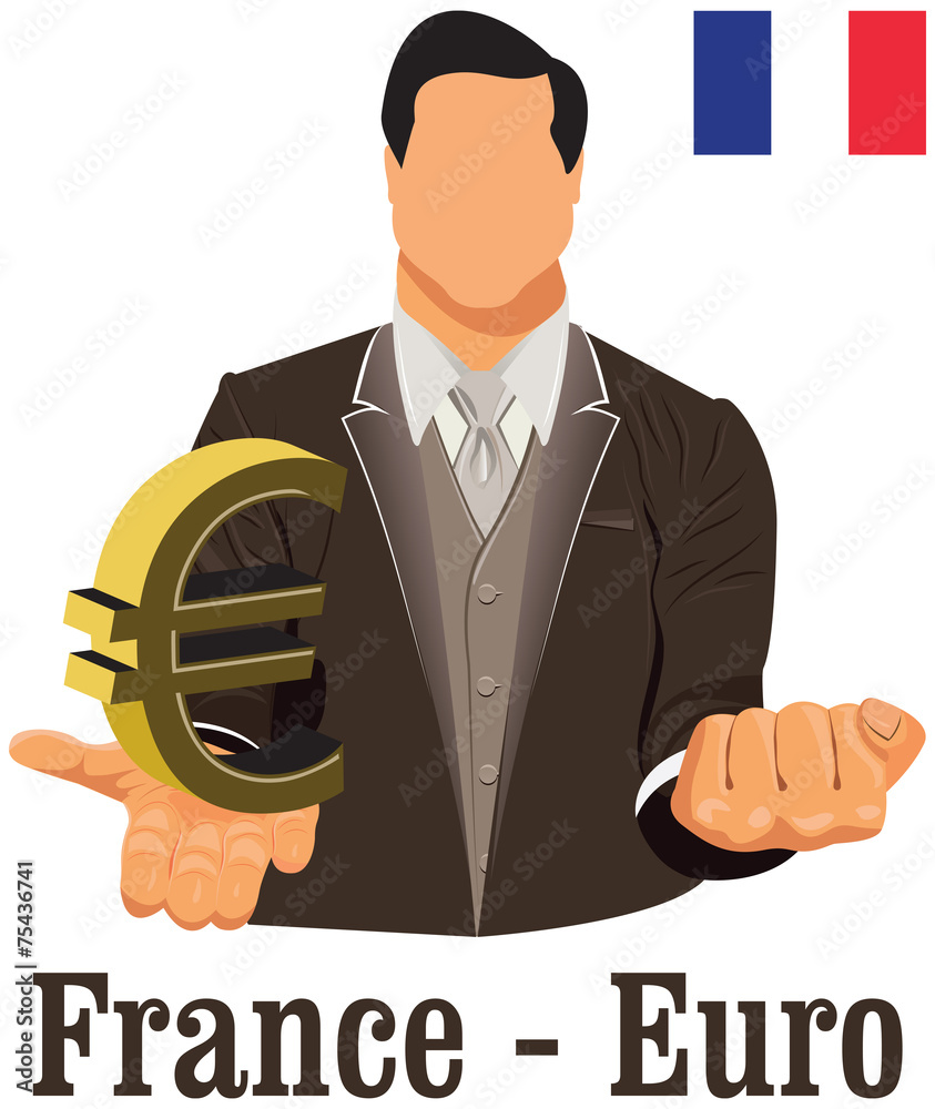 France national currency euro symbol representing money and Flag France national currency euro symbol representing money and Flag