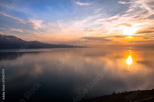 A beautiful sunset over Lake Geneva