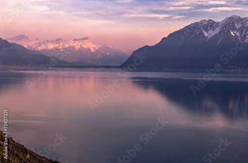 Evening Lake Geneva and the Alps  © robertdering