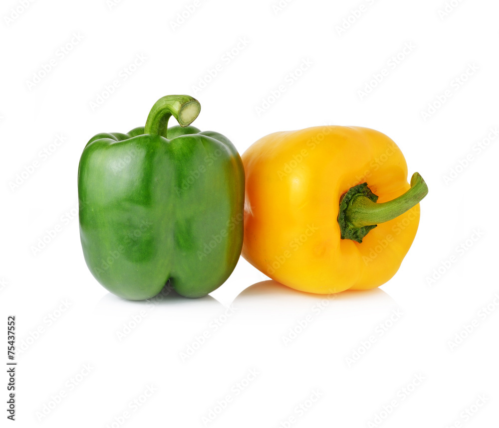 green and yellow pepper isolated on white green and yellow pepper isolated on white