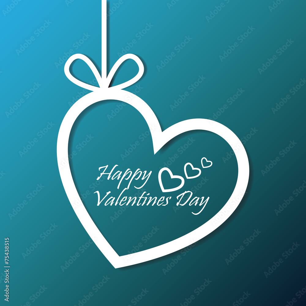 Heart Paper Sticker With Shadow Valentine's day vector illustrat