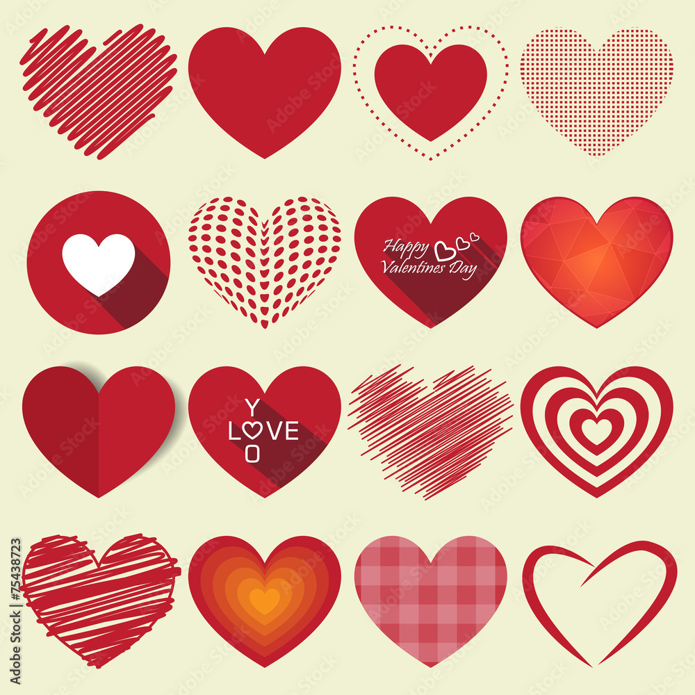 Heart valentine icon set vector illustration