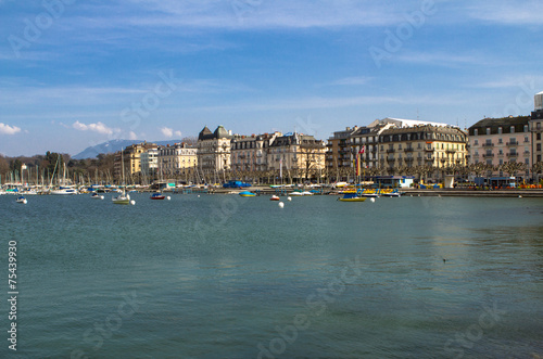 City of Geneva on the shores of Lake Geneva, Switzerland