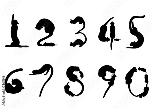 猫のシルエットの数字