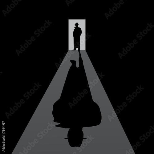 Detective. Creative, retro, vector illustration.