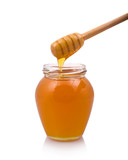 Honey drops in jar
