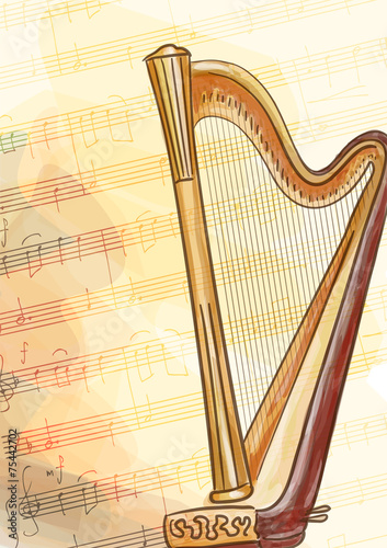 Harp. Vector illustration.