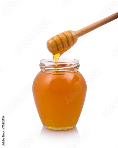 Honey drops in jar
