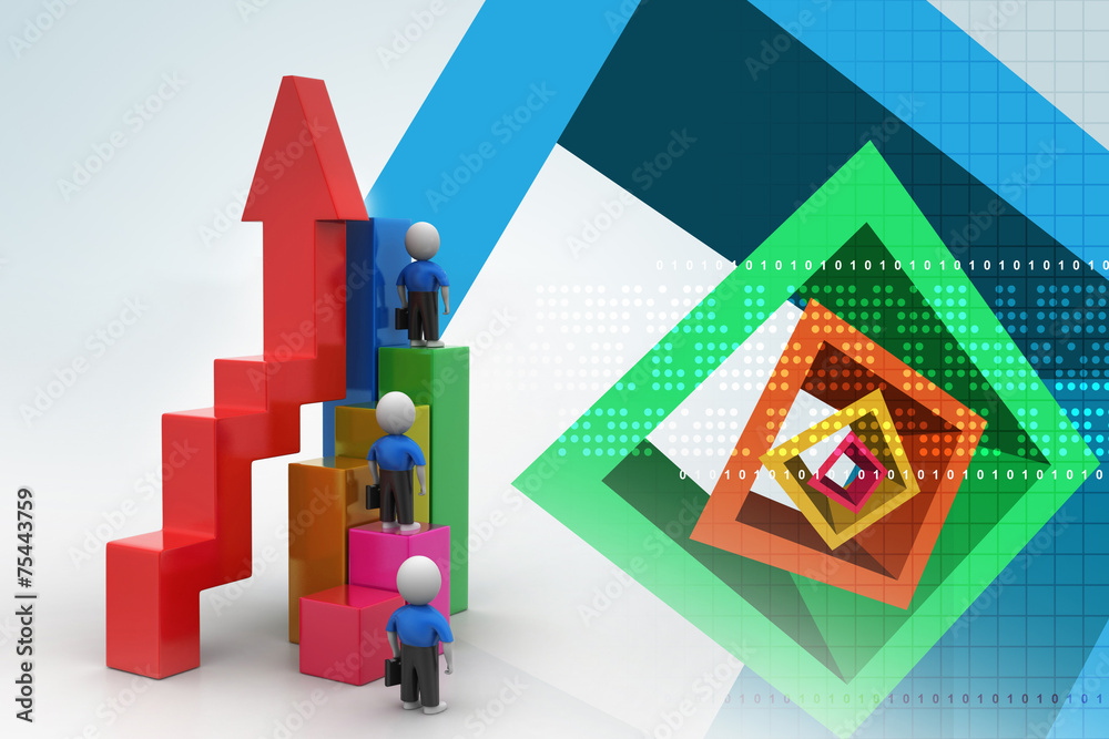 Fototapeta premium 3d business people climbing on bar graph